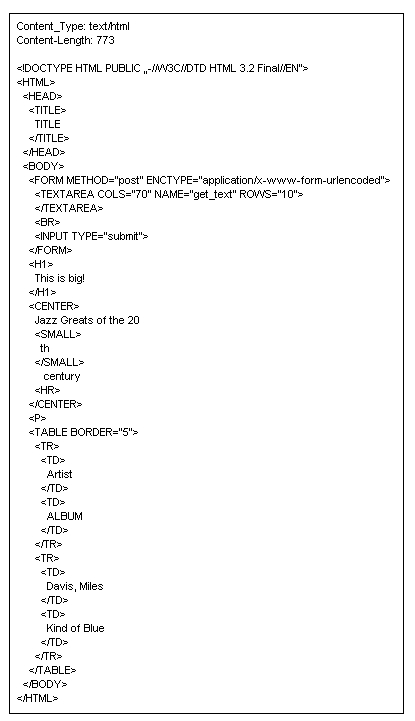 Output des CGI-Beispiel-Codes